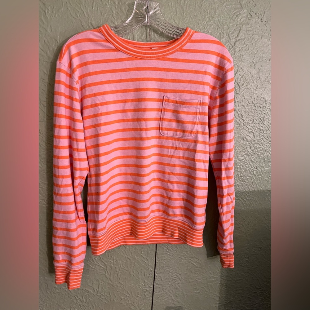 Gap crewneck knit top with orange and pink stripes in size Small
